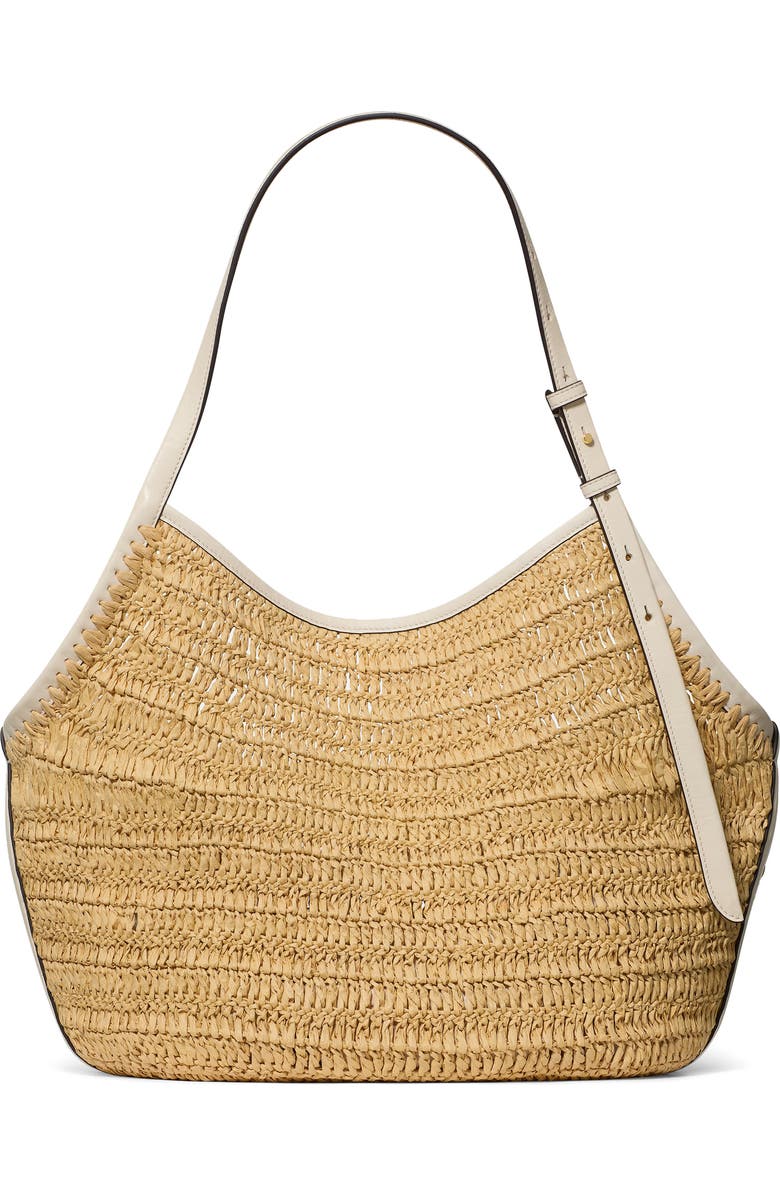 Kate Spade New York deco straw small tulip tote bag, Alternate, color,