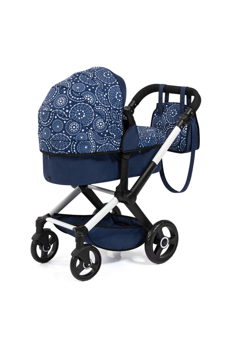 Xeo Pram Blue, White Circles, Convertible, Foldable, Alternate, color, Multicolored