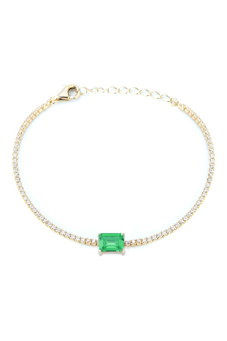 14K Gold Plated Sterling Silver & CZ Bracelet, Main, color, YELLOW GOLD