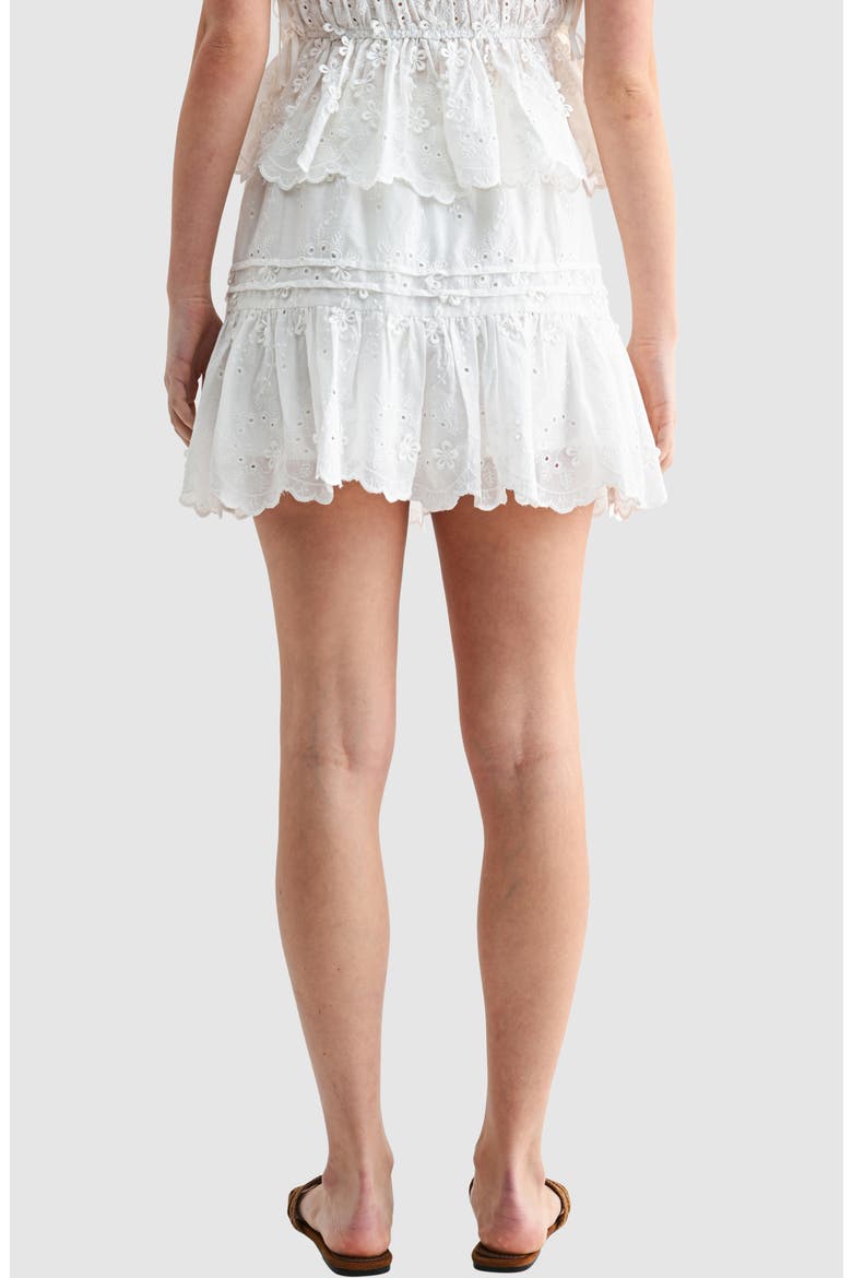 Tiered Embroidered Cotton Eyelet Miniskirt, Alternate, color, IVORY
