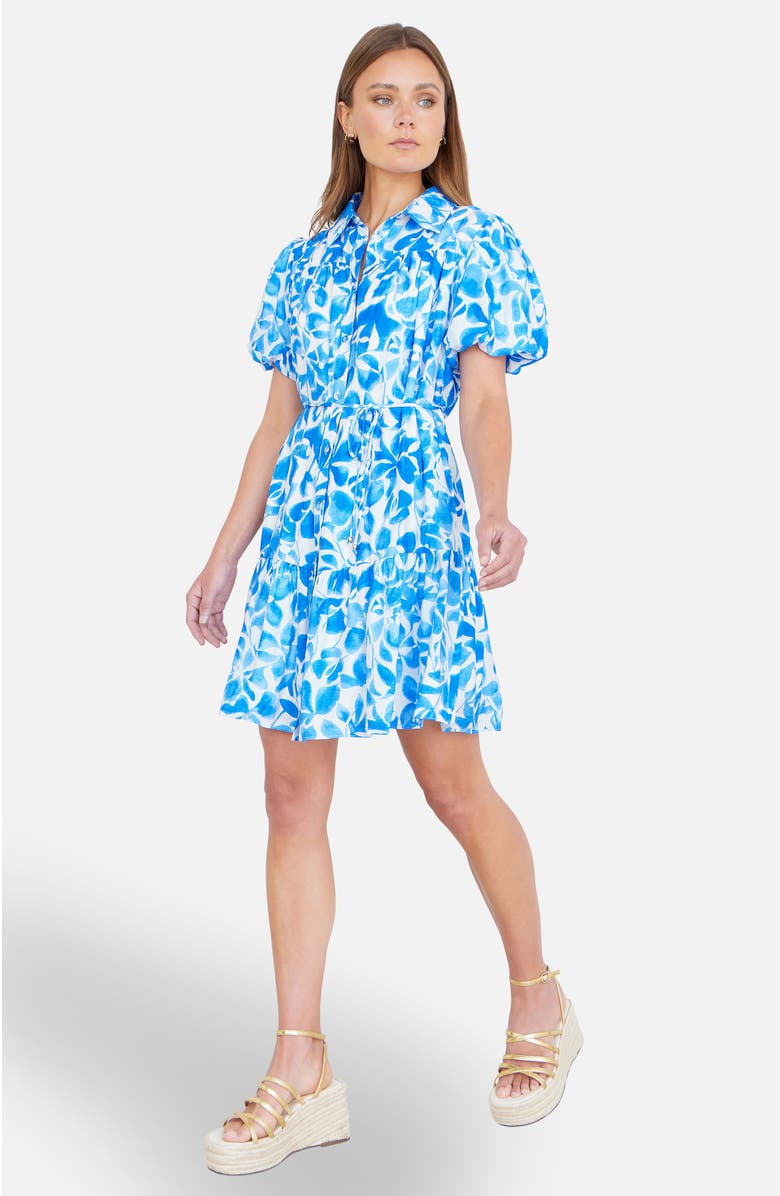 Yumi Floral Print Relaxed Shirt Dress, Main, color, Blue