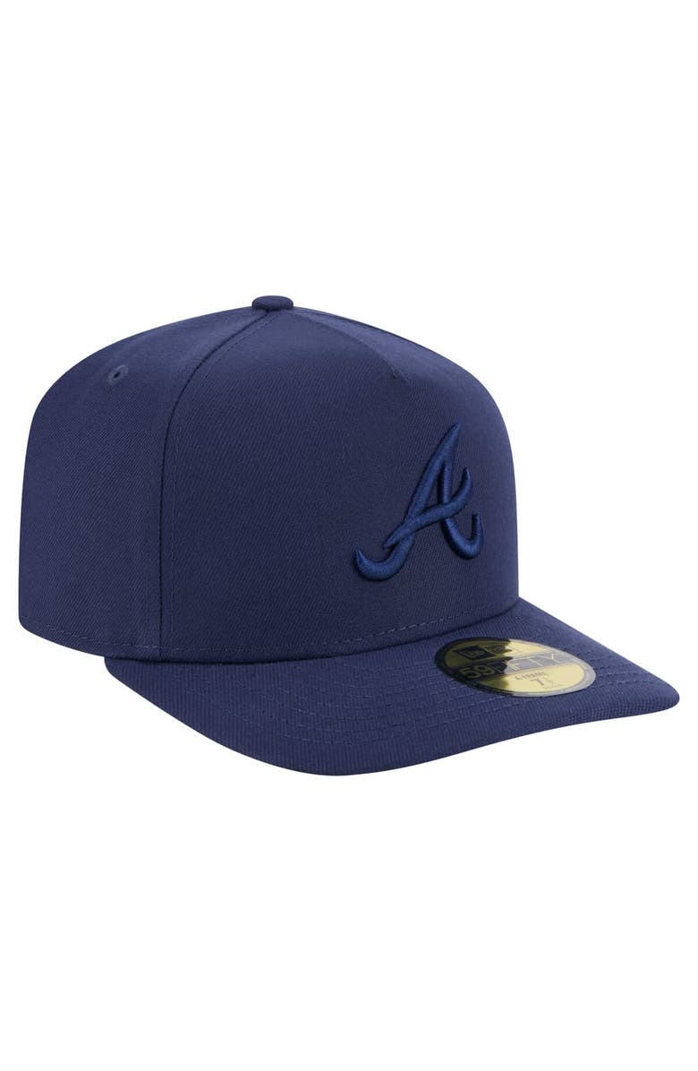 New Era Men's New Era Navy Atlanta Braves Color Pack A-Frame 59FIFTY Fitted Hat, Alternate, color,