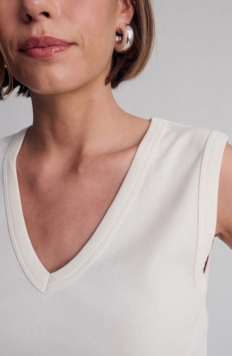 Mavi Jeans V-Neck Jersey Tank, Alternate, color, Coconut Milk