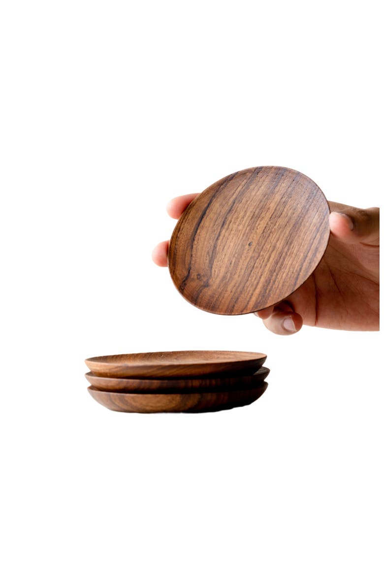 Teak Coasters Set of 4, Main, color, Brown