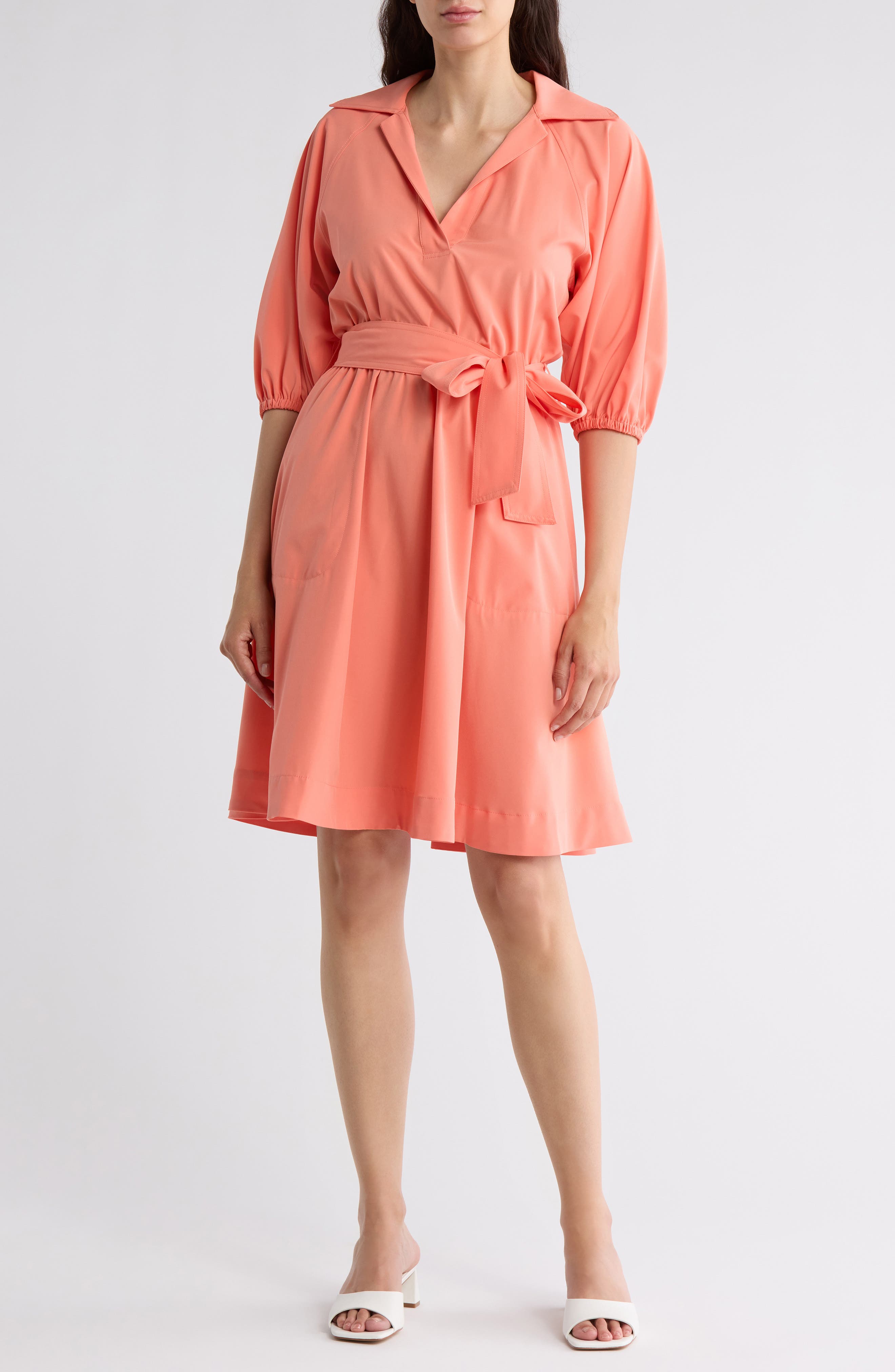 Puff Sleeve A-Line Shirtdress