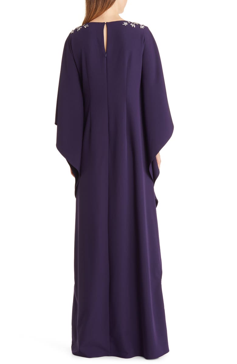 Marchesa Notte Crystal Embellished Crepe Caftan, Alternate, color,