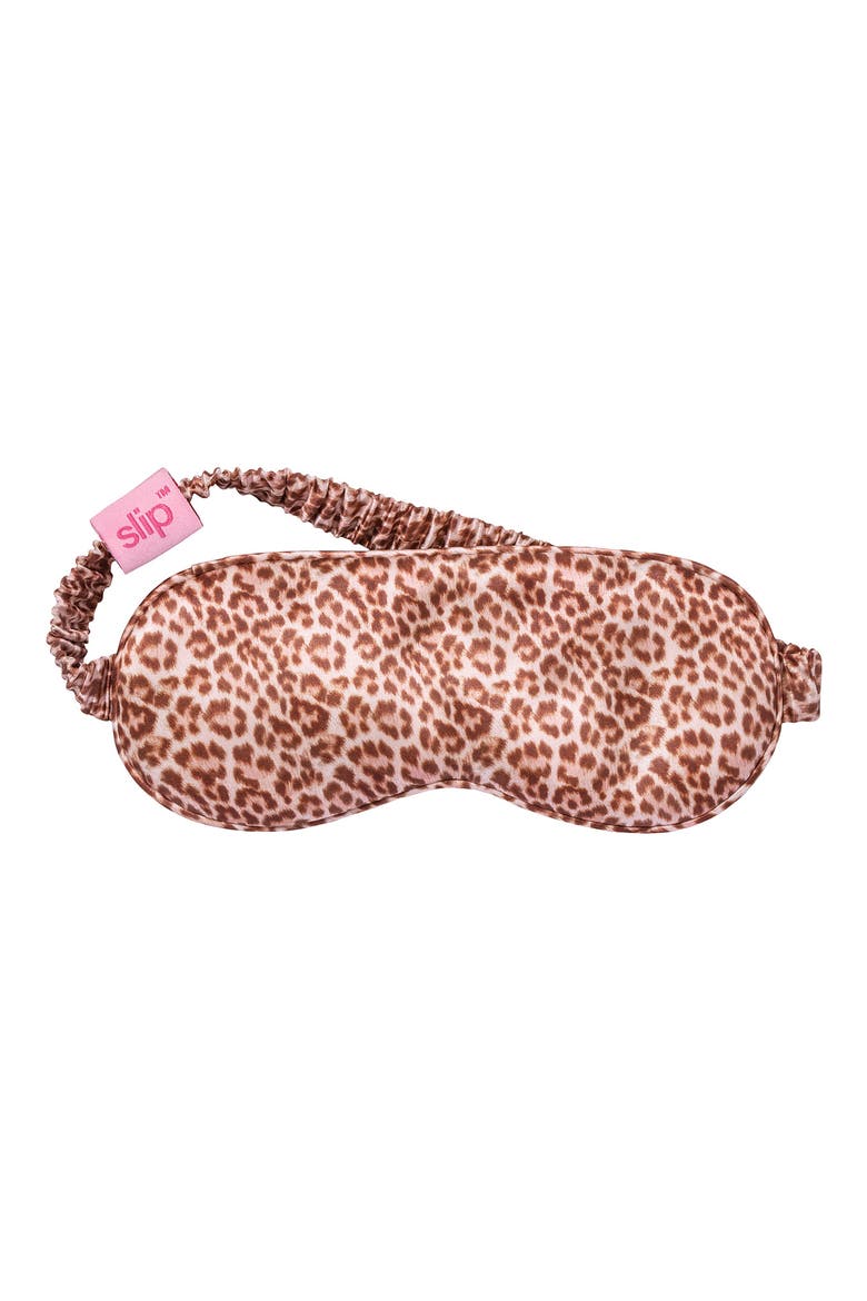 Leopard Print Pure Silk Sleep Mask, Main, color, SADIE