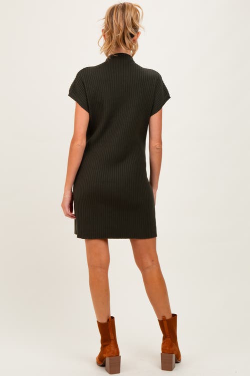 Pinkblush Ribbed Knit Short Sleeve Sweater Dress In Green