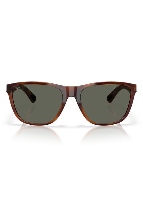 57mm Polarized Rectangular Sunglasses