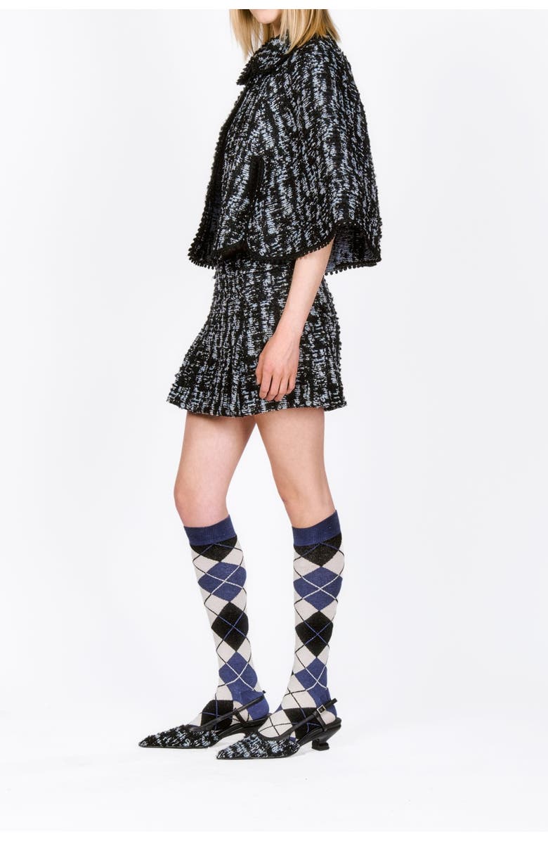 Anna Sui Cornflower Tweed Pleated Mini Skirt, Alternate, color, 