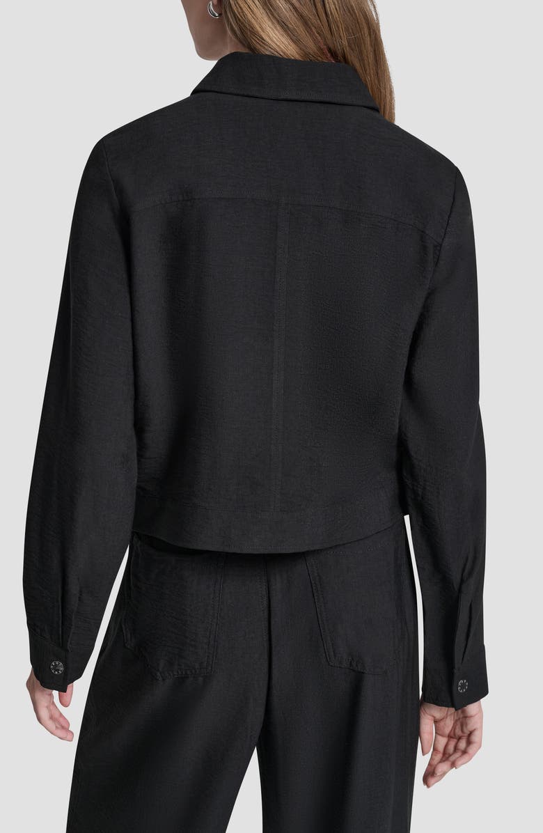 DKNY Twill Trucker Jacket, Alternate, color, Black