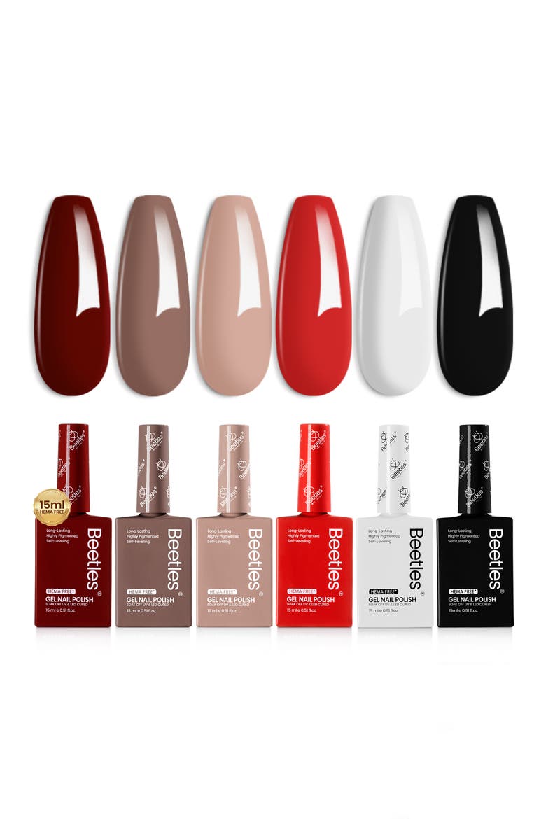 Fall & Winter Gel Polish Set 6 Colors, Main, color, Brown Black White Red Nude