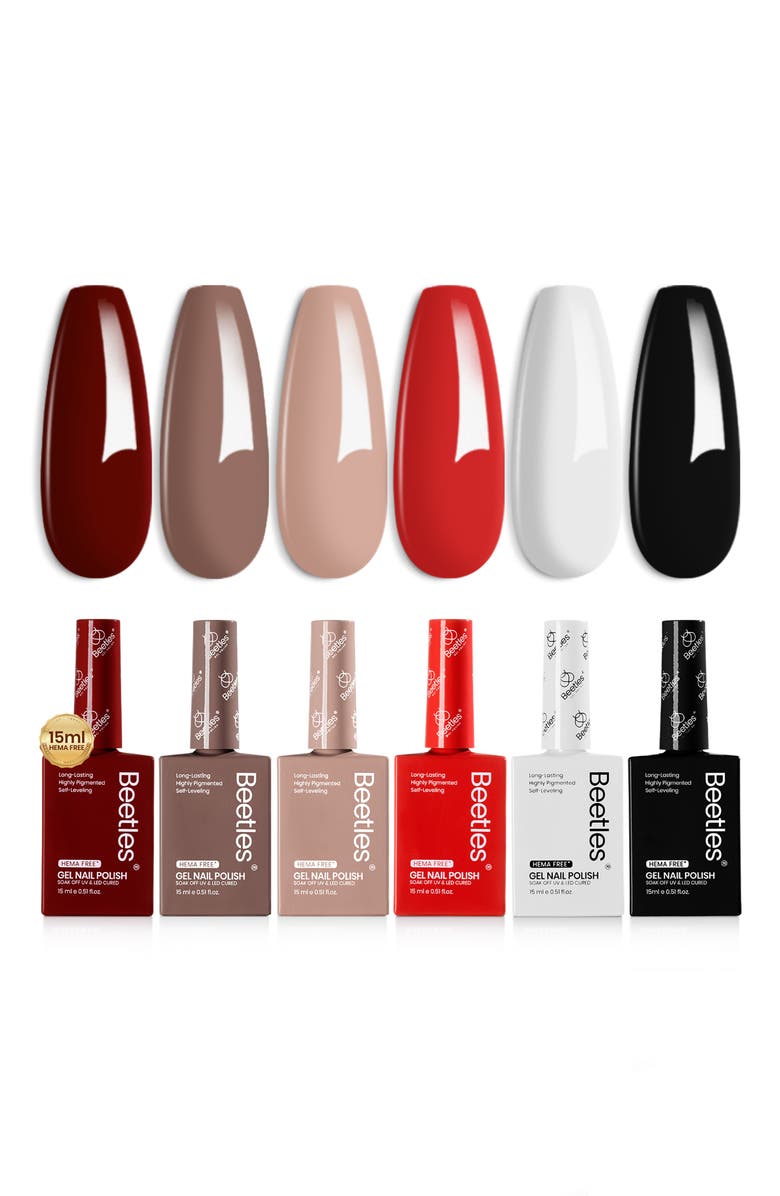 Beetles Fall & Winter Gel Polish Set 6 Colors, Main, color, Brown Black White Red Nude