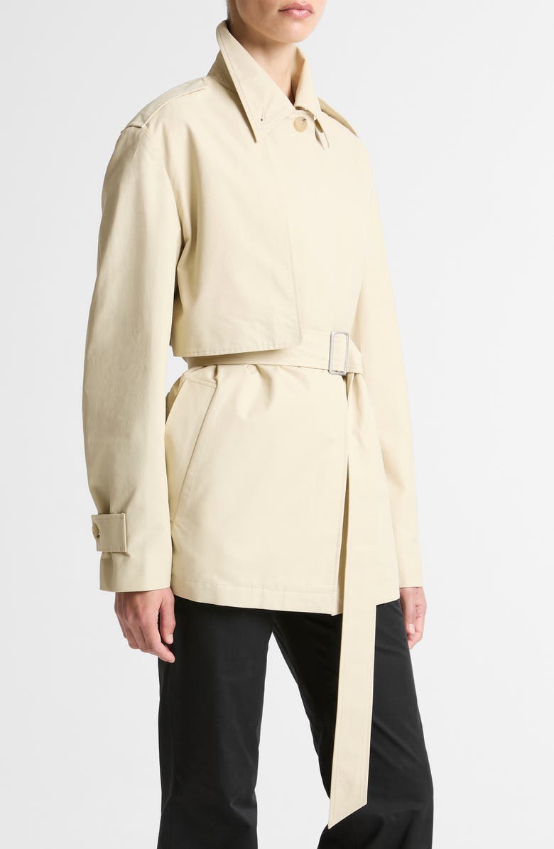 Vince Cotton Blend Short Trench Coat, Alternate, color, Light Maiz
