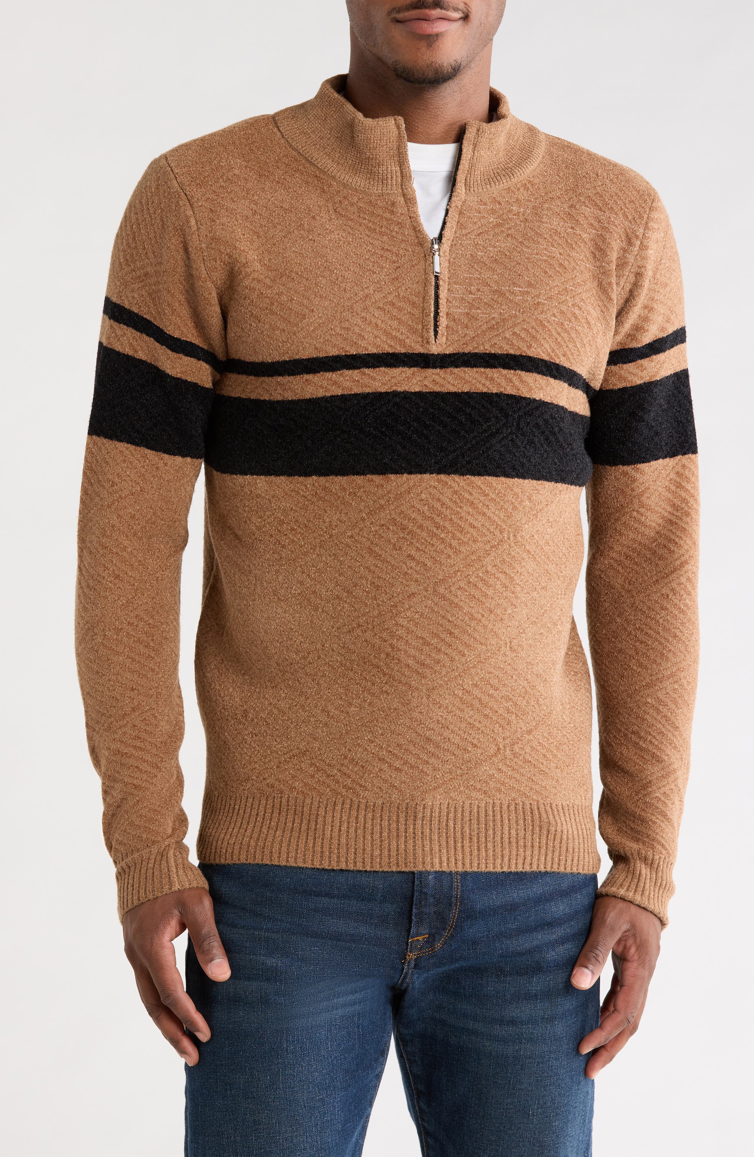 Mock Neck Quarter Zip Sweater