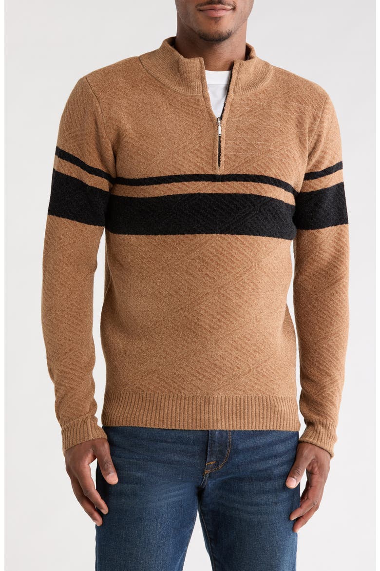 Mock Neck Quarter Zip Sweater, Main, color, MOCHA