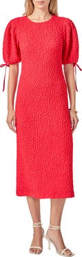 English Factory Textured Puff Sleeve Midi Dress
