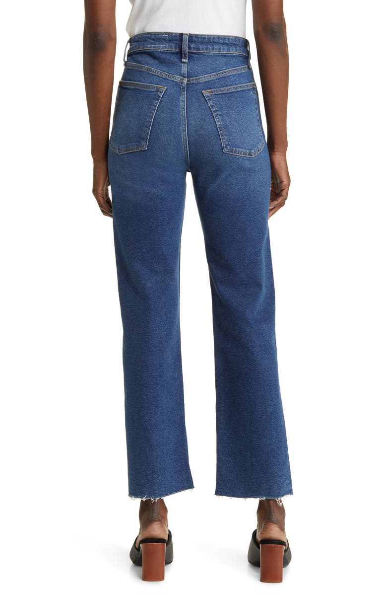 rag & bone Harlow Mid Rise Fray Curve Hem Jeans, Alternate, color, Marine