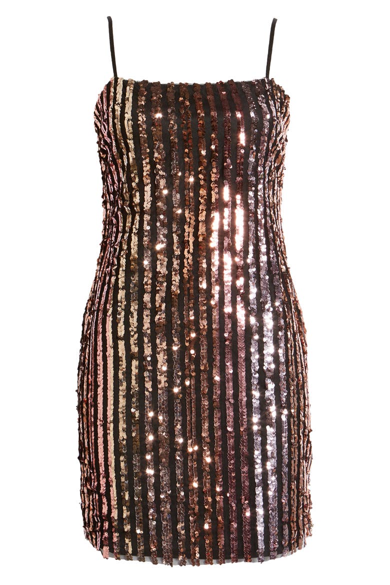 Stripe Sequin Cocktail Minidress, Alternate, color, BLACK/ MULTI