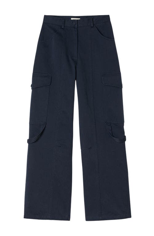 Sandro Haytham High Rise Cargo Pants In Blue