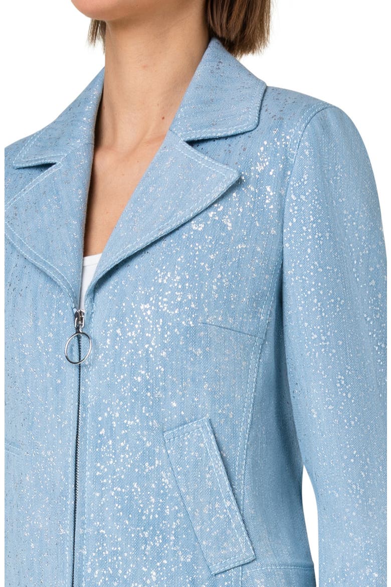 Sparkle Cotton Stretch Denim Zip Jacket, Alternate, color, PALE BLUE DENIM
