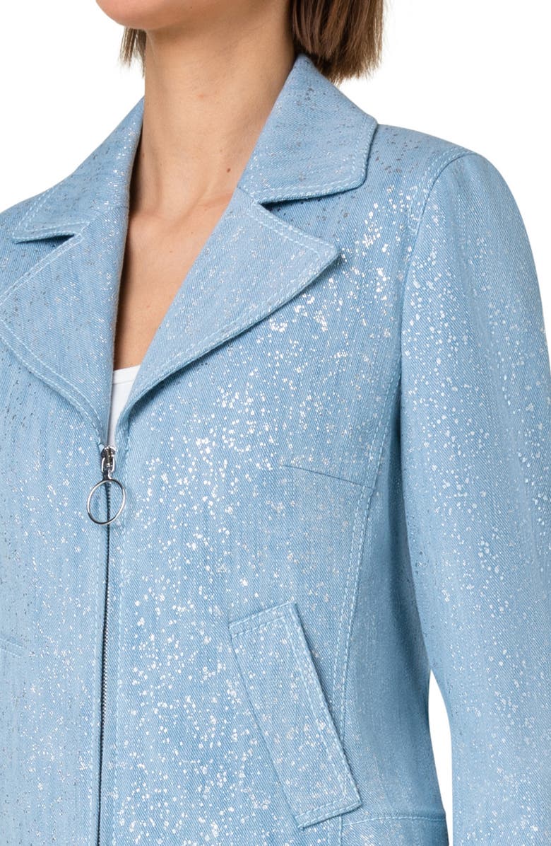 Akris punto Sparkle Cotton Stretch Denim Zip Jacket, Alternate, color, 