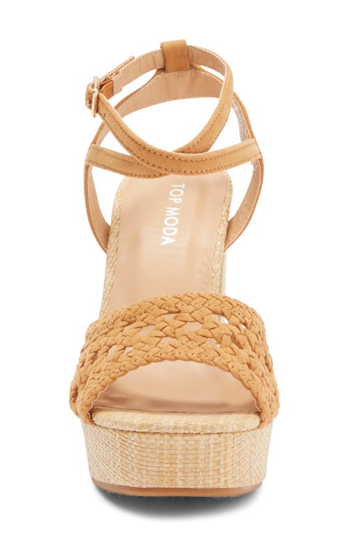 Top Guy Shoes Eleanor Platform Sandal In Tan Suede