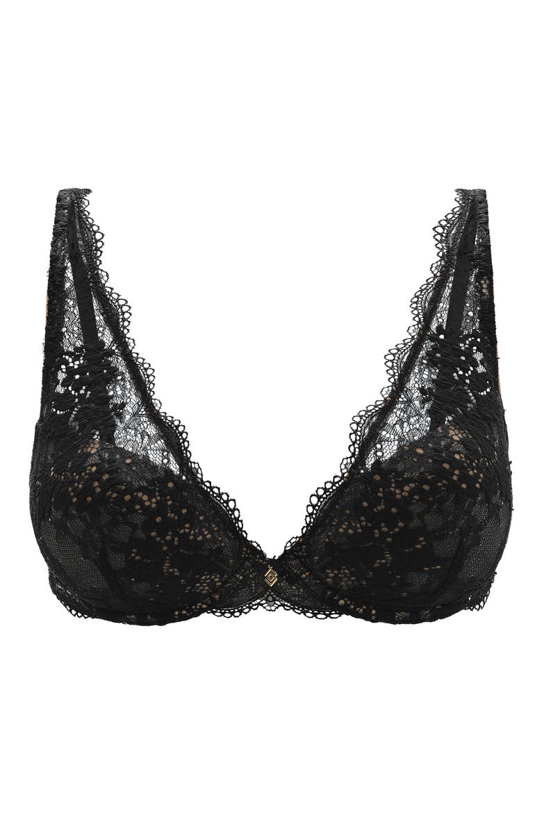 All Day Lace Uplift Plunge Underwire Bra, Alternate, color, BLACK
