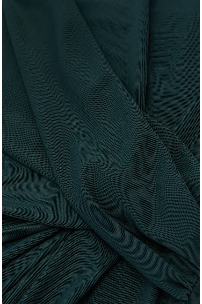 Dylan Sleeveless Draped Gown, Alternate, color, TEAL GREEN