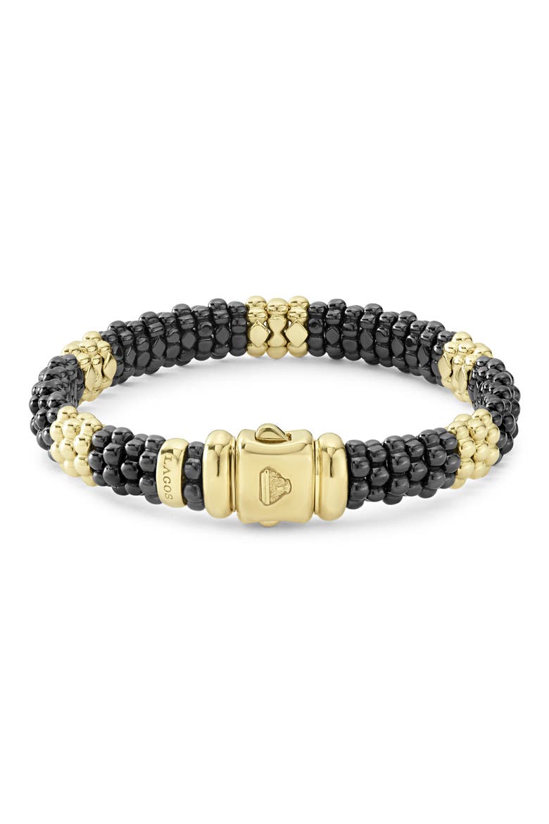 Gold & Black Caviar Station Bracelet, Alternate, color, GOLD