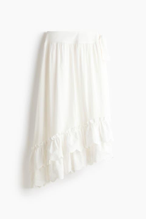 Embroidered Frill-trimmed Skirt