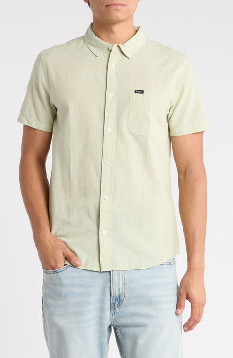 That'll Do Slim Fit Solid Short Sleeve Cotton Button-Down Shirt