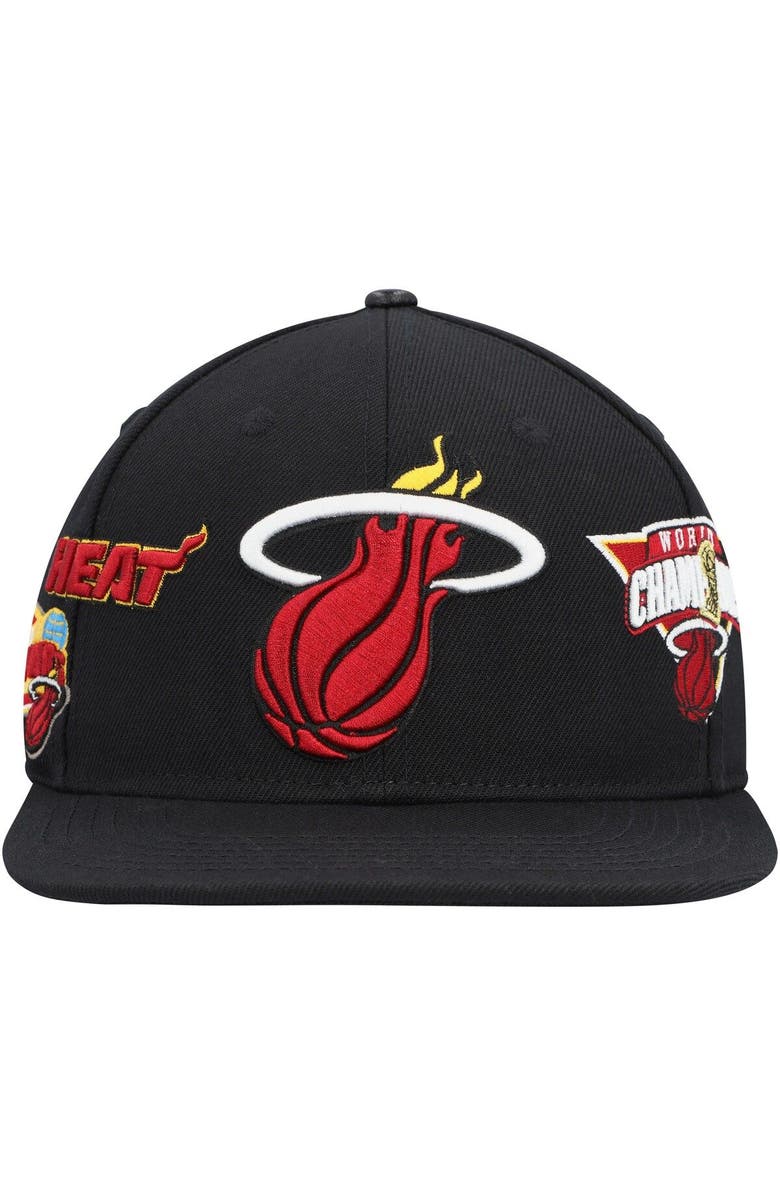 Post Men's Black Miami Heat Championship Capsule Snapback Hat, Alternate, color,