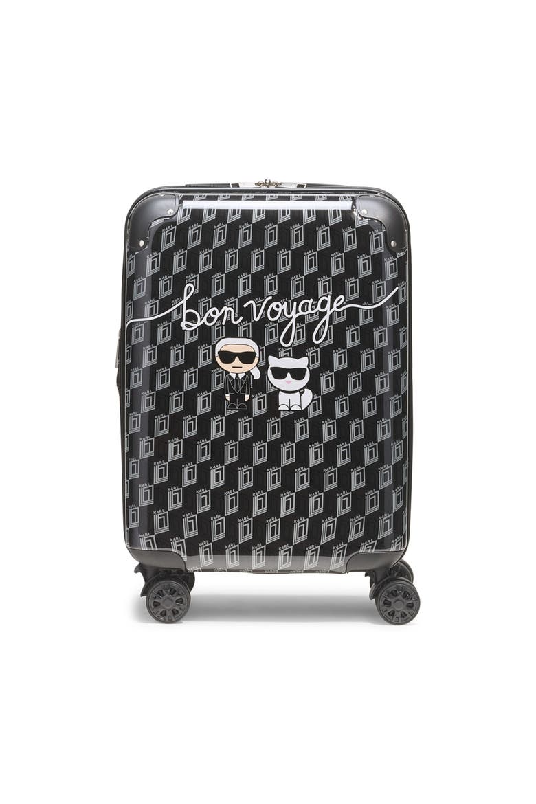 Bon Voyage 21" Upright Carry On Suitcase, Main, color, Black/Grey