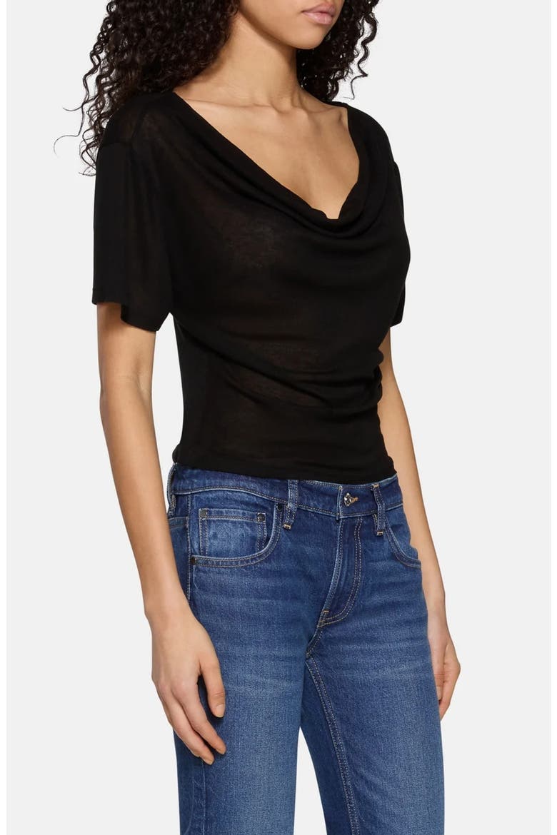 Madeo Cowl Neck T-shirt, Alternate, color, BLACK