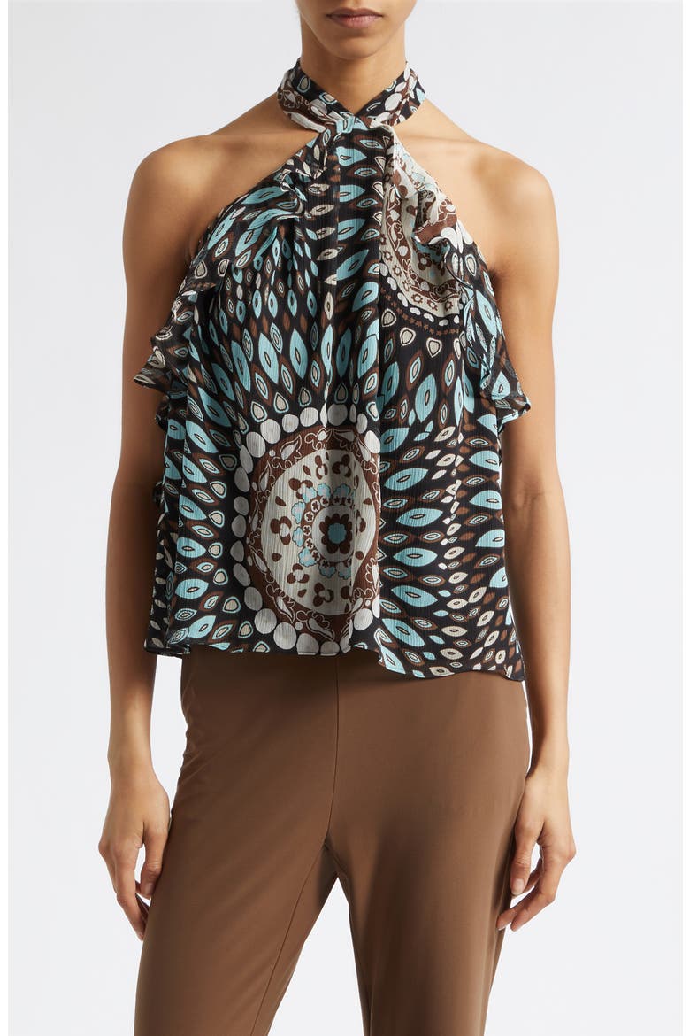 Palma Talia Silk Chiffon Halter Top, Main, color, MULTI MEDALLION