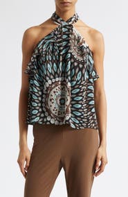 Ramy Brook Palma Talia Silk Chiffon Halter Top