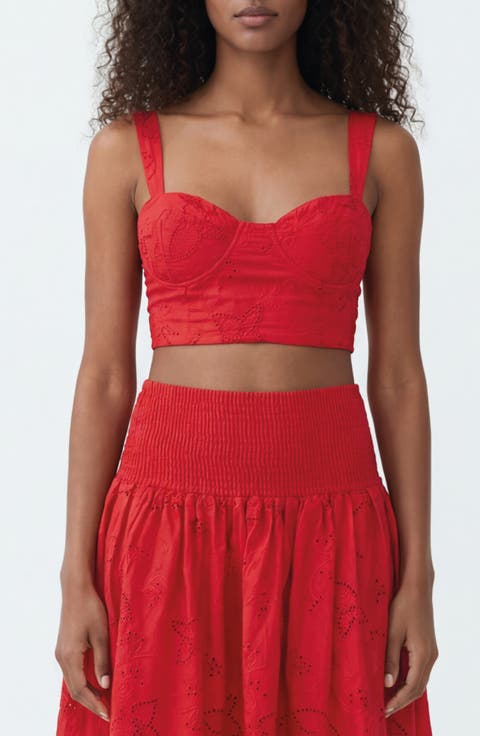 Seamed Broderie Anglaise Bustier Top