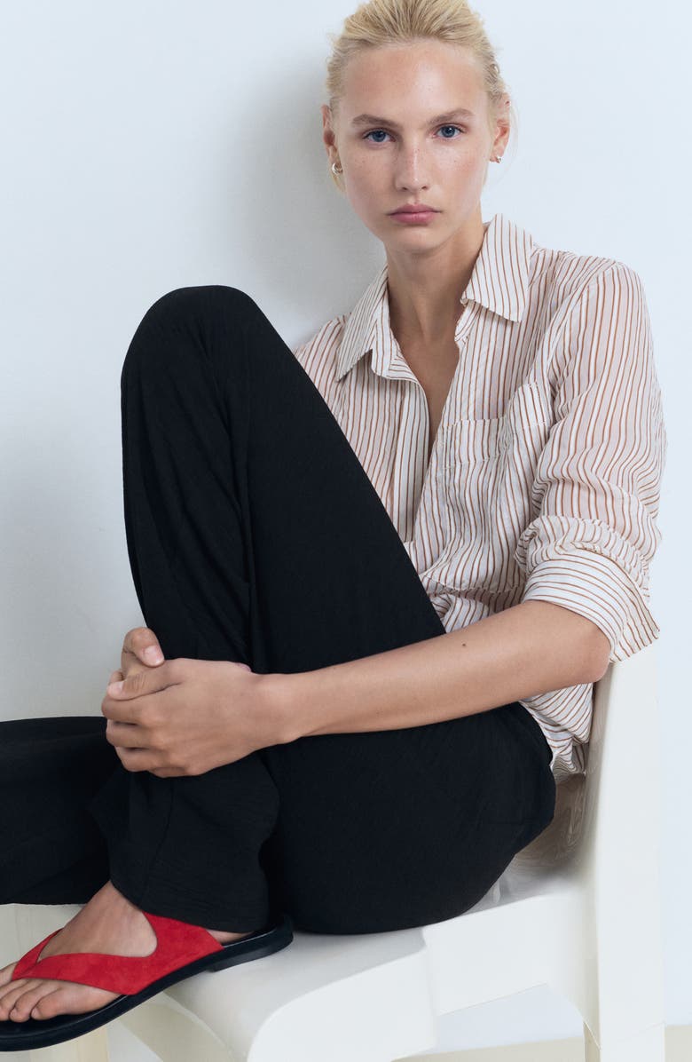 MANGO Straight Fit Pleated Pants, Alternate, color, Black