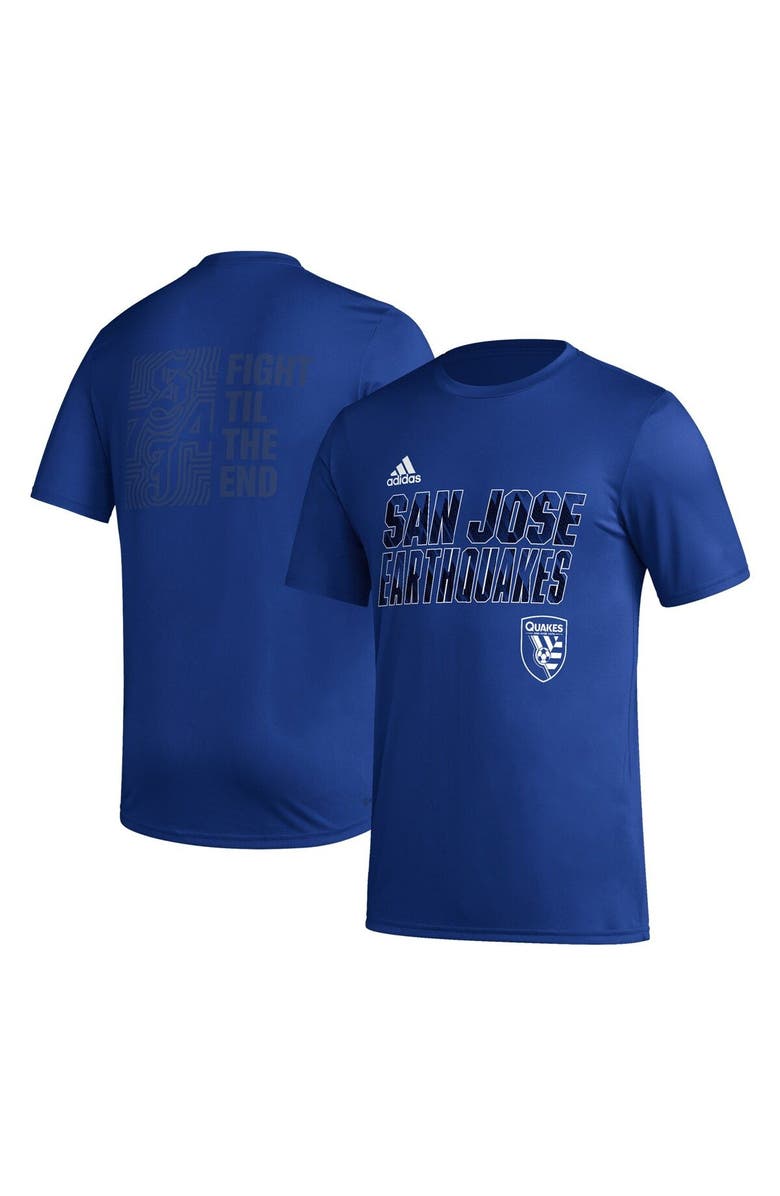 adidas Men's adidas Blue San Jose Earthquakes Team Jersey Hook AEROREADY T-Shirt, Main, color,