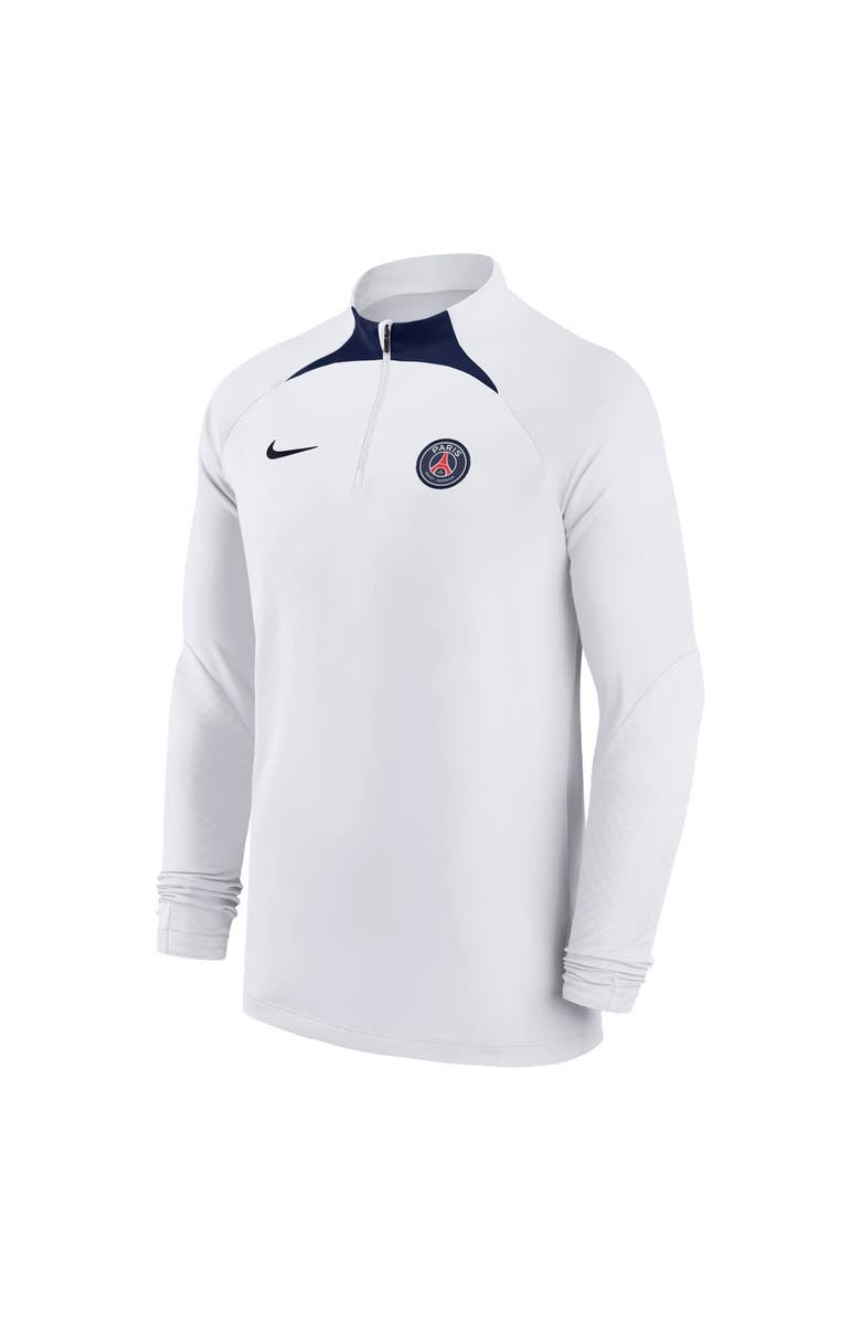 Nike Men's Nike White Paris Saint-Germain 2022/23 Strike Drill Performance Raglan Quarter-Zip Long Sleeve Top, Alternate, color, 