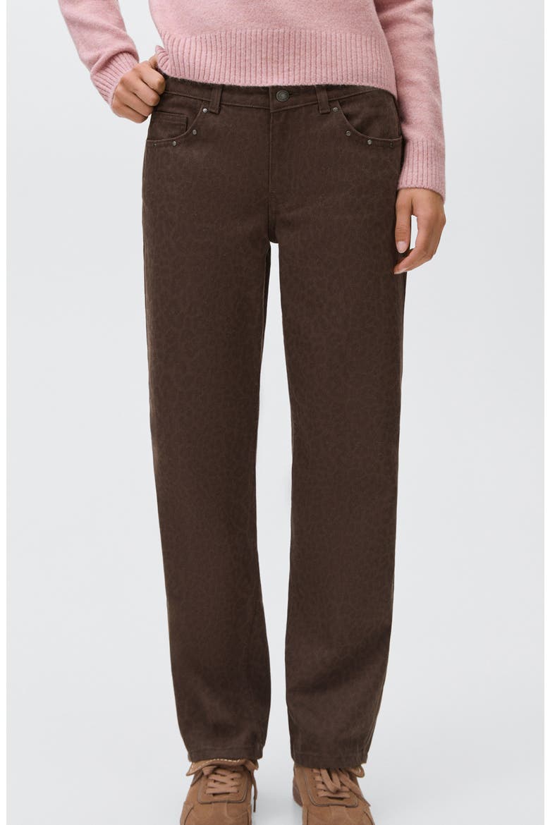 Studded Leopard Print Wide Leg Jeans, Main, color, CHOCOLATE