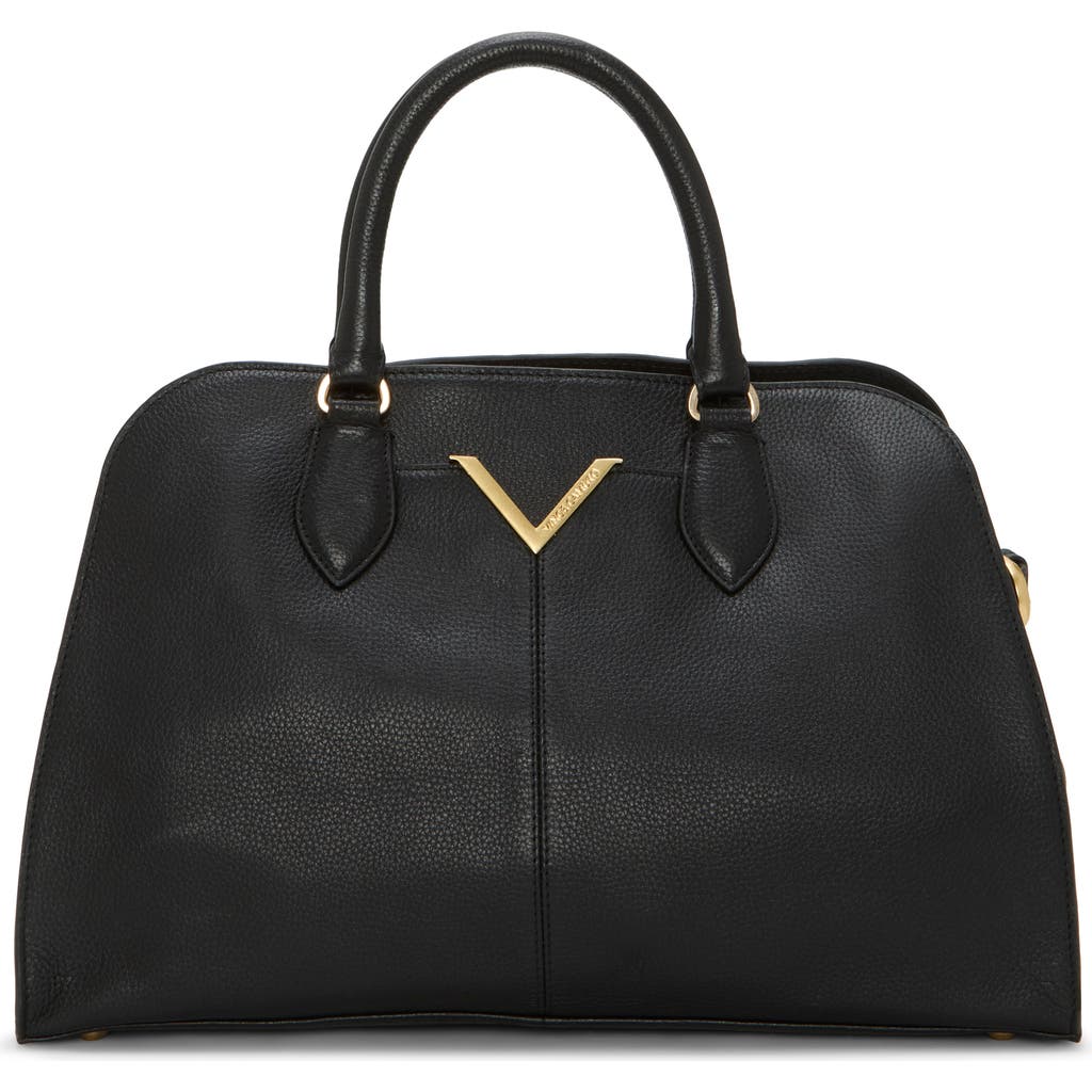 Vince Camuto Tasha Croc Embossed Leather Satchel In Black