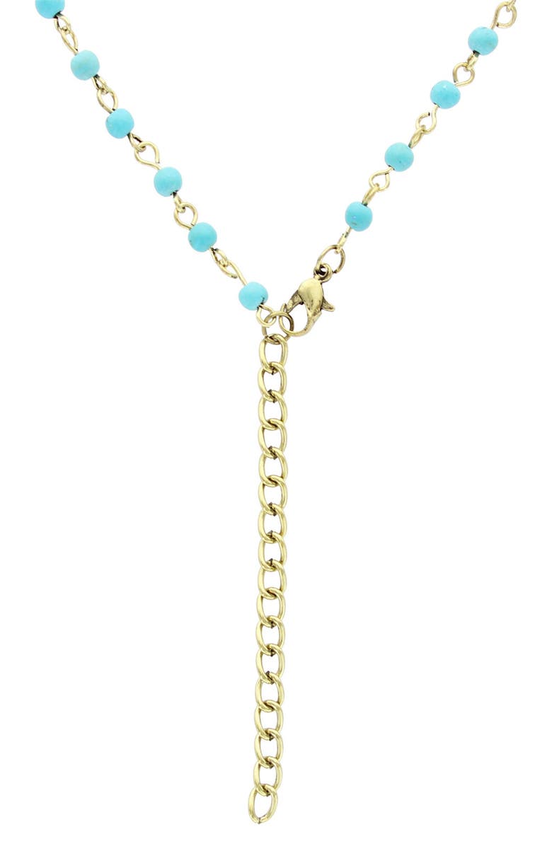 OLIVIA WELLES Elephant Beaded Pendant Necklace, Alternate, color, Antique Gold-Turquiose