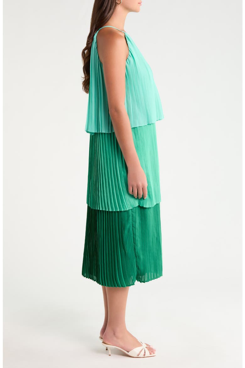 Sealy Pleated Sleeveless Tiered Maxi Dress, Alternate, color, GREEN-MULTI