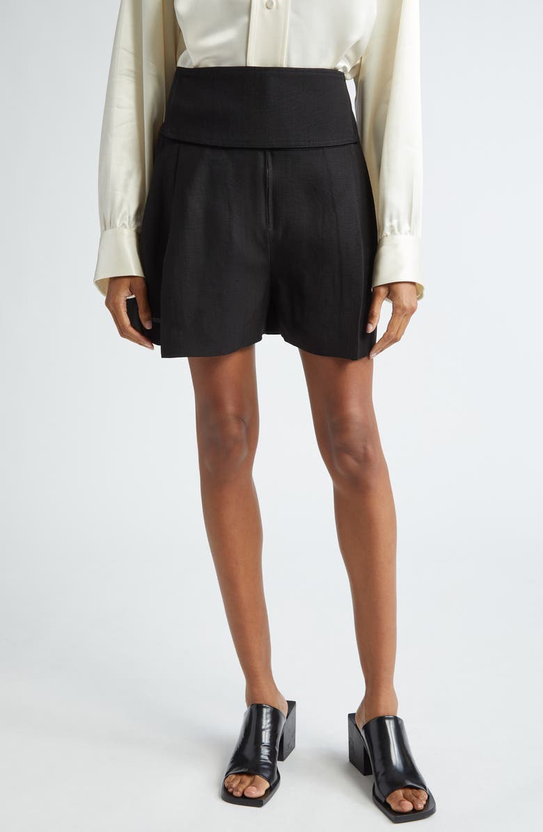 Jil Sander Pleated Tailored Shorts, Main, color, 001 Black