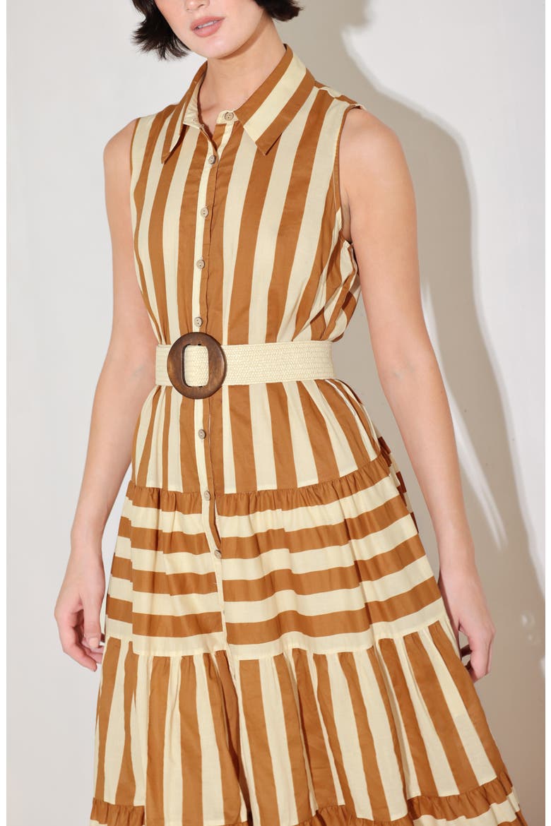 Stripe Sleeveless Maxi Dress, Alternate, color, BROWN/ BEIGE