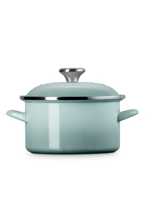Le Creuset Enameled Stainless Steel Petite Stock Pot In Sea Salt