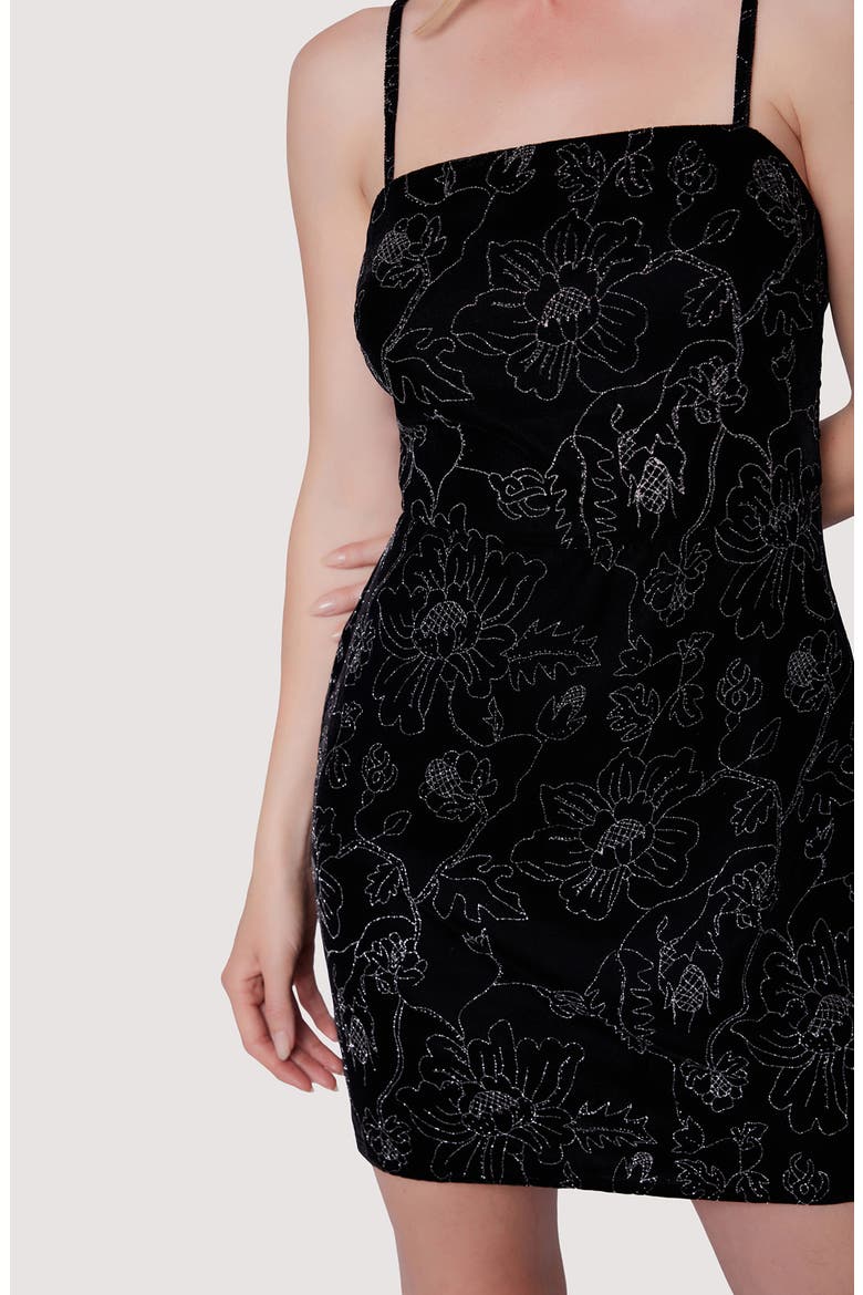 Garden Gala Metallic Floral Minidress, Alternate, color, BLACK SILVER