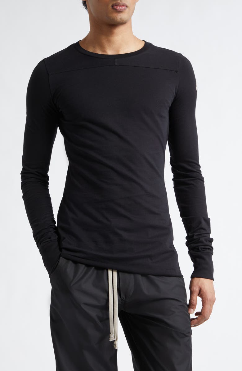 Moncler x Rick Owens Girder Long Sleeve Cotton T-Shirt, Main, color, Black